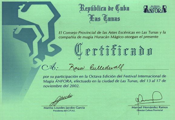 Trayectoria internacional y reconocimientos Diploma Las Tunas